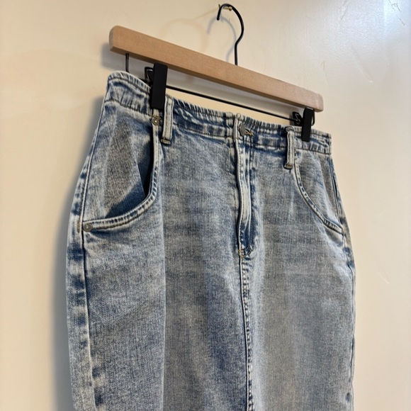 WASH LAB blue agate Sally Split Front Raw
Hem Denim Skirt sz 28 - Picture 5 of 9